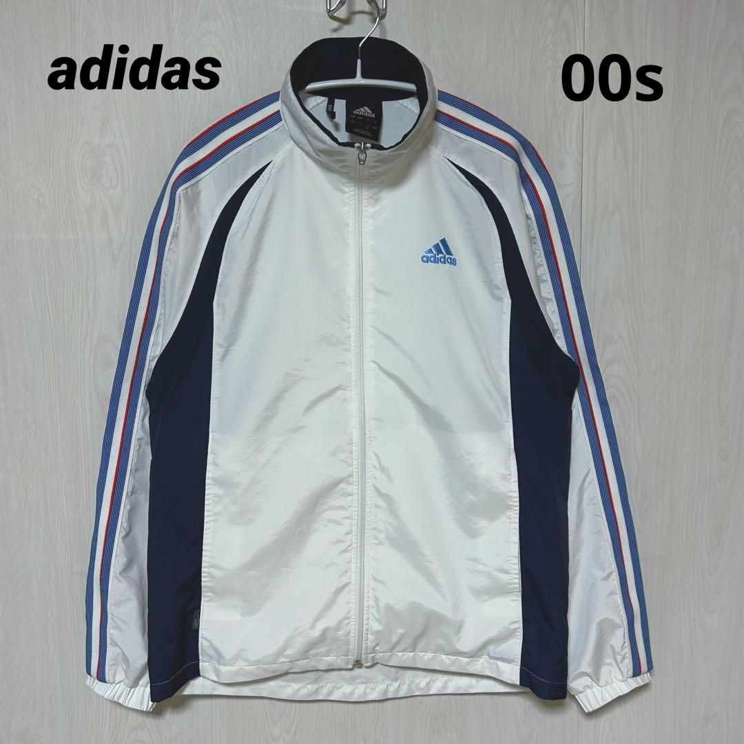 00s adidas アディダス ウインドブレーカー ジャケット 白/紺 Sadidas;没有明显的损伤或污渍