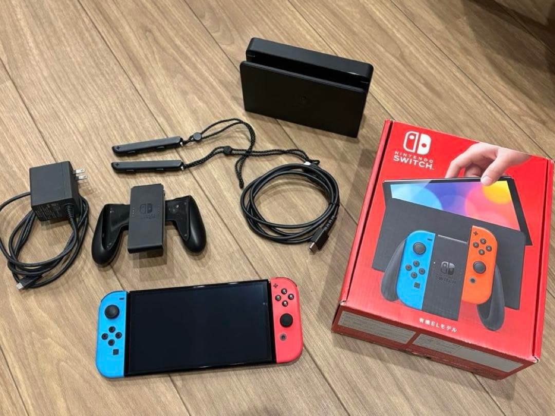 Nintendo Switch 有機ELモデル（赤青）+256GBマイクロSD任天堂;没有明显的损伤或污渍