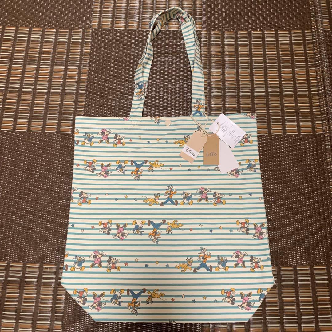 新品　未使用　Littcリトシー　ディズニー　 トートバッグ　ボーダー　グリーン