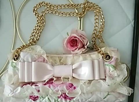ジーザスディアマンテ リボン レース ぼかし薔薇柄 ベビーピンクJESUS DIAMANTE;有损伤或污渍