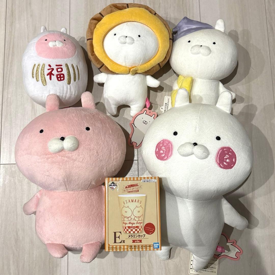 2️⃣バラ売り不可‼️一部タグ付きうさまるぬいぐるみメラミンカップまとめ売り6点