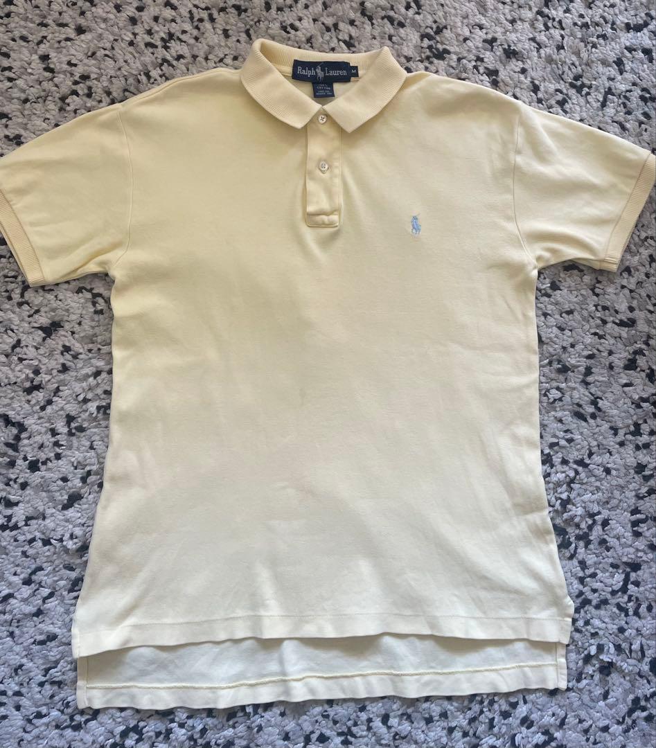 Ralph Lauren 薄黄色 ポロシャツ　M 春色Ralph Lauren;有些许损伤或污渍