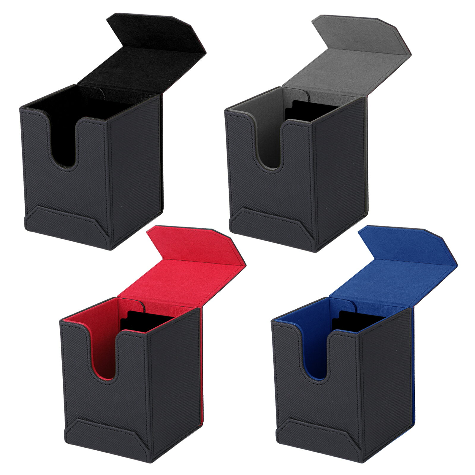 デッキケース トレカケース ポケカ 遊戯王 ワンピース 黒 トレーディングカードケース カードゲーム マグネット式 縦入れ スリーブ対応 PUレザー スエード スタンダードカード スモールカード ボックス 箱 カードケース