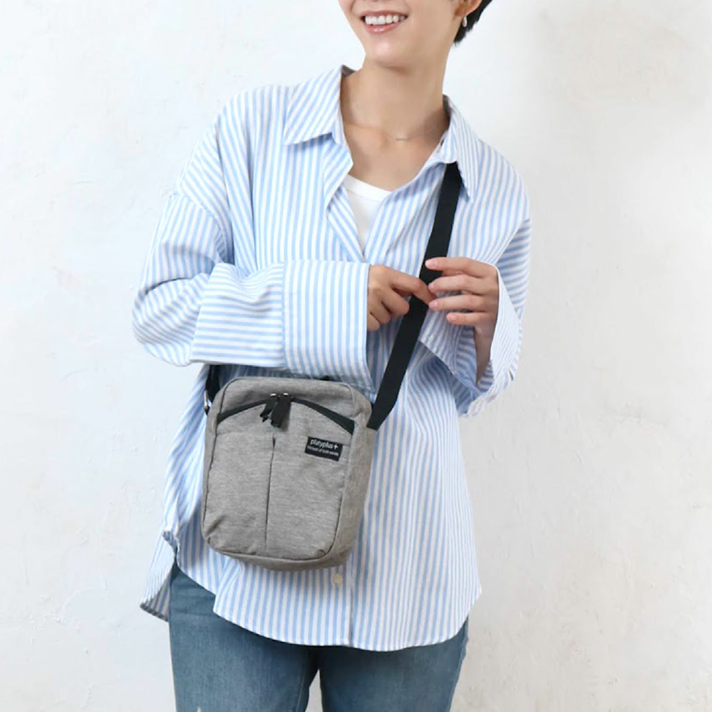杢調縦型ポシェット BAG バッグ レディース メンズ 男女兼用 ユニセックス プレゼント おしゃれ お洒落 トレンド 映え ブラック グレー ネイビー ピンク 春 夏 [M便 10/10]