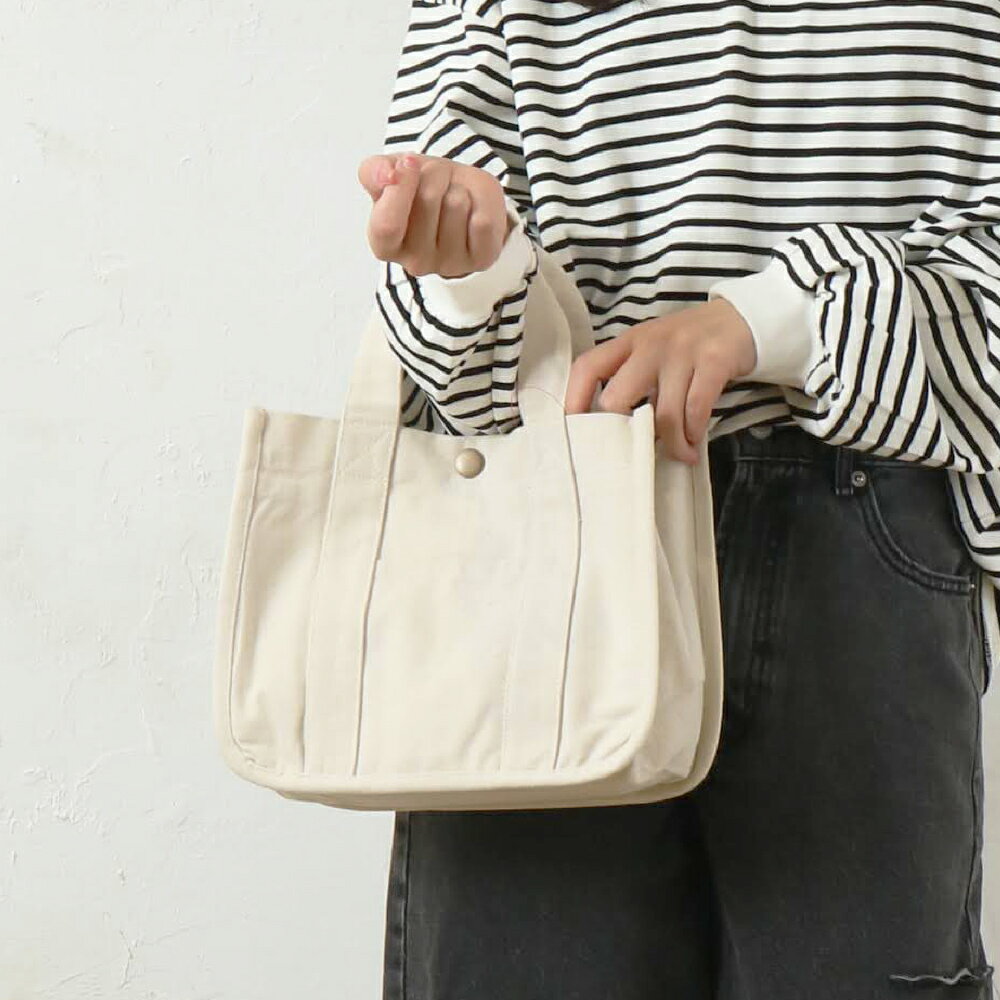 スクエアプチトート BAG バッグ レディース メンズ 男女兼用 ユニセックス プレゼント おしゃれ お洒落 トレンド 映え アイボリー ブラック ベージュ グレー ネイビー カーキ 春 夏 [M便 10/10]
