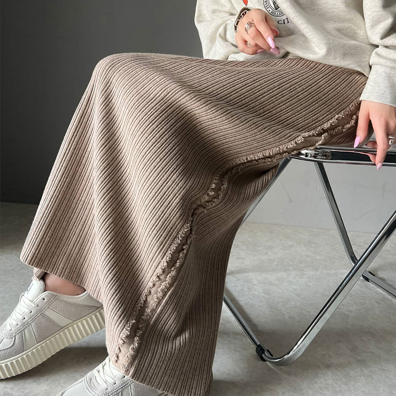 【ブラックフライデー 2025 】早い者勝ち72H限定 20％OFF クーポン 【mily bilet】 ボトムス スカート レディース サイド フリンジ メランジニット SK ウエスト ゴム らくちん 仕様 バッグ スリット 高見え ハイウエスト 大きいサイズ 秋 冬 クラシカルエルフ mi1259004