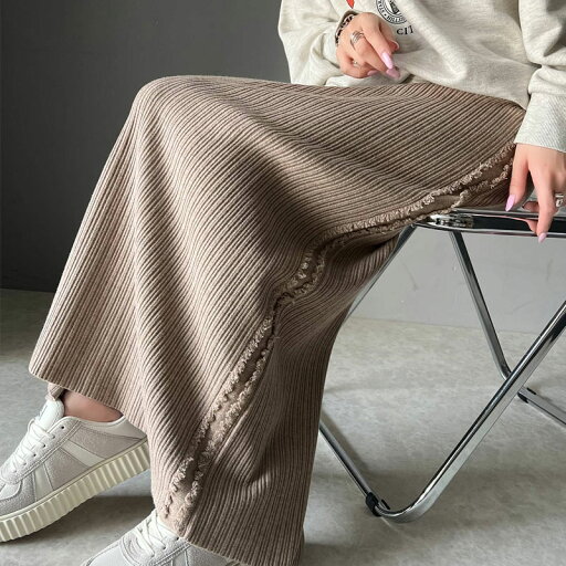 【ブラックフライデー 2025 】早い者勝ち72H限定 20%OFF クーポン 【mily bilet】 ボトムス スカート レディース サイド フリンジ メランジニット SK ウエスト ゴム らくちん 仕様 バッグ スリット 高見え ハイウエスト 大きいサイズ 秋 冬 クラシカルエルフ mi1259004