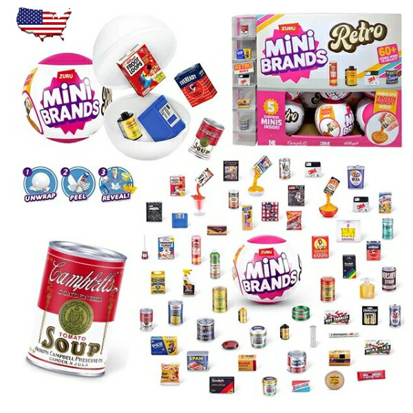 zuru カプセルトイ レトロ ミニチュア ガチャガチャZURU 5 SURPRISE RETRO MINI BRANDS シリーズ1 おもちゃ 食玩 フィルム 缶詰め 大人買い ガチャ キット フィギュア ミニチュア小物 アメトイ カプセル アメリカ 海外版 カプセルトイ アメリカン雑貨 アメリカ雑貨 面白雑貨