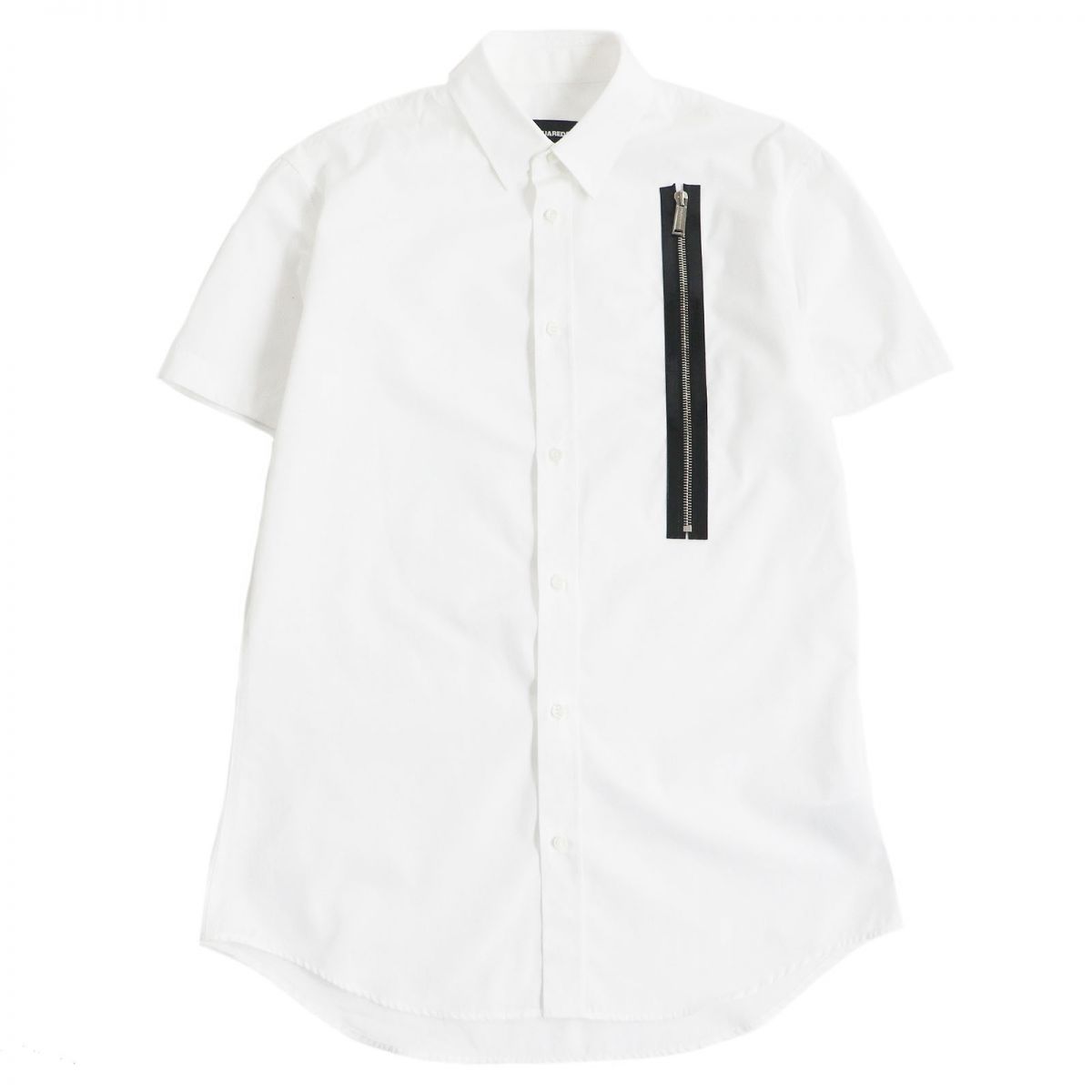 【ドンドン見直し】極美品□21SS DSQUARED2/ディースクエアード S71DM0472 ファスナーデザイン ショートスリーブ 半袖シャツ ホワイト 42 イタリア製 正規品【中古】