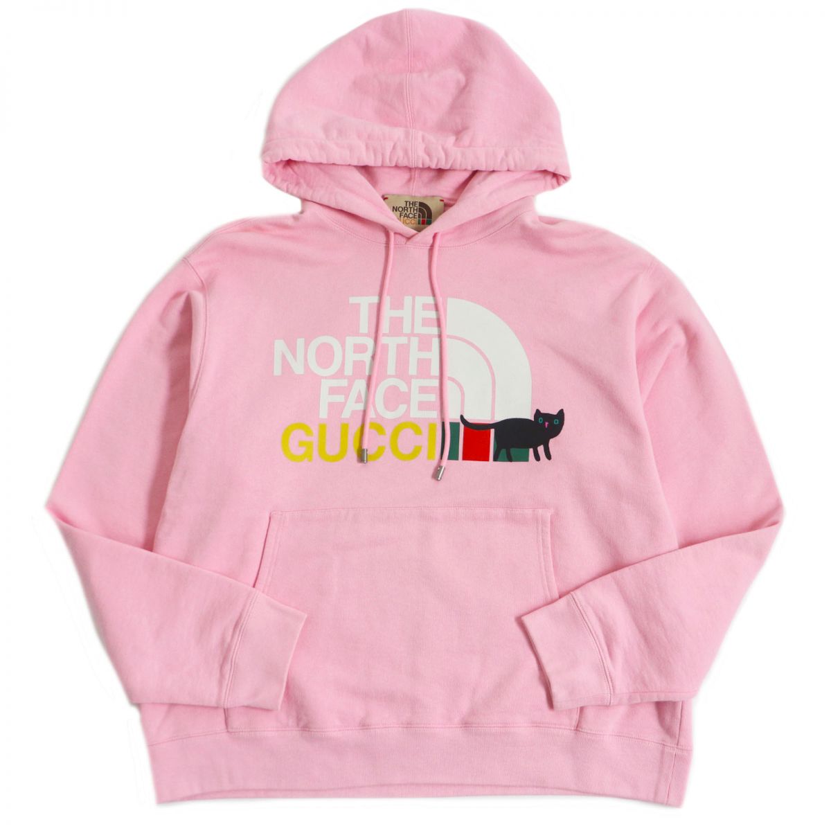極美品□GUCCI×THE NORTH FACE グッチ ザ・ノースフェイス 626989 ロゴプリント スウェットパーカー/フーディー ピンク M 伊製 正規品【中古】