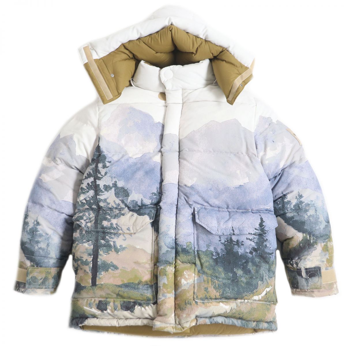 極美品□21AW グッチ×ザ・ノースフェイス 670603 トレイルプリント フーデッド ダウンジャケット/パフィージャケット マルチ L 正規品【中古】