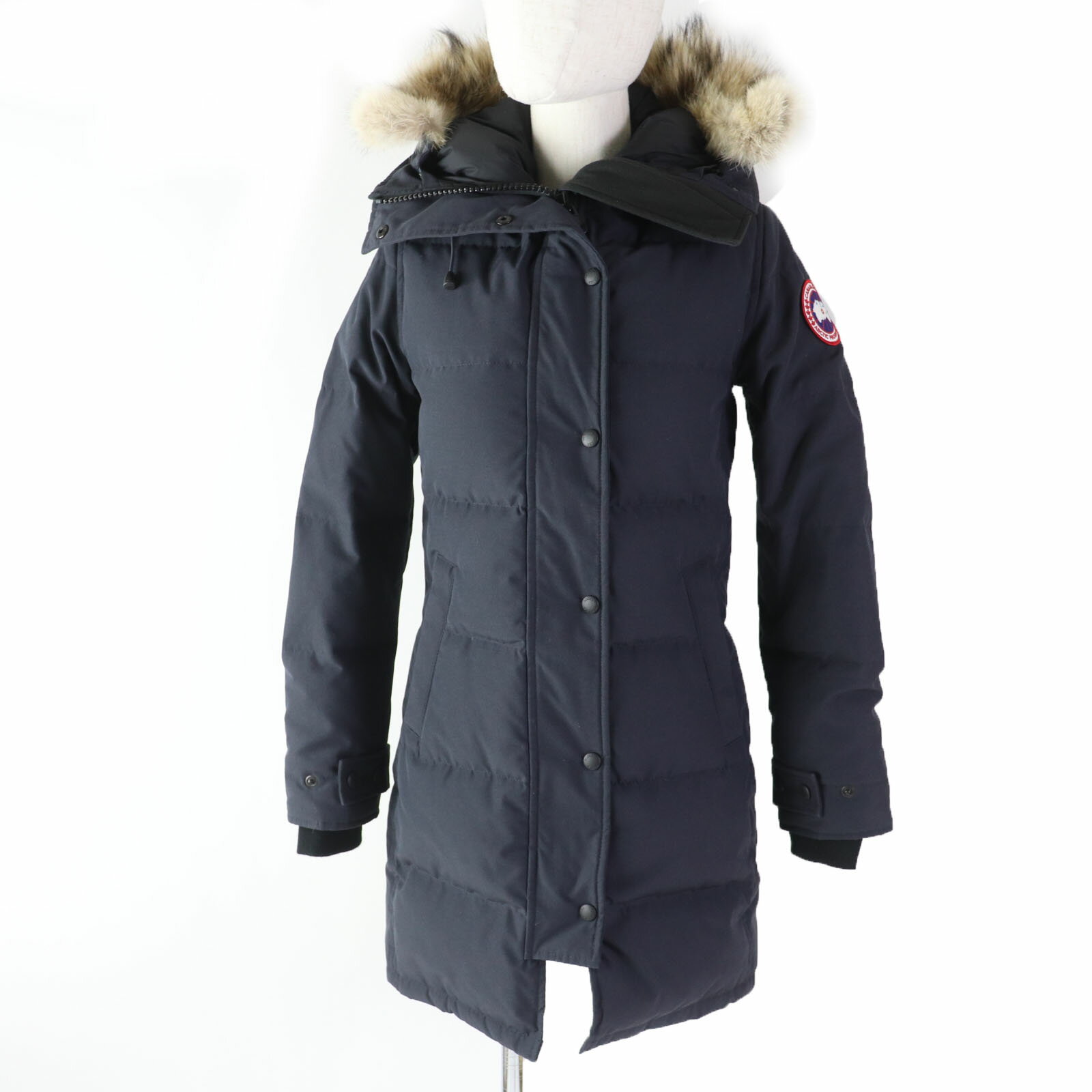 美品☆CANADA GOOSE カナダグース 2302JL MACKENZIE マッケンジー ファー・フード付 ダウンコート ネイビー S 正規品 レディース【中古】