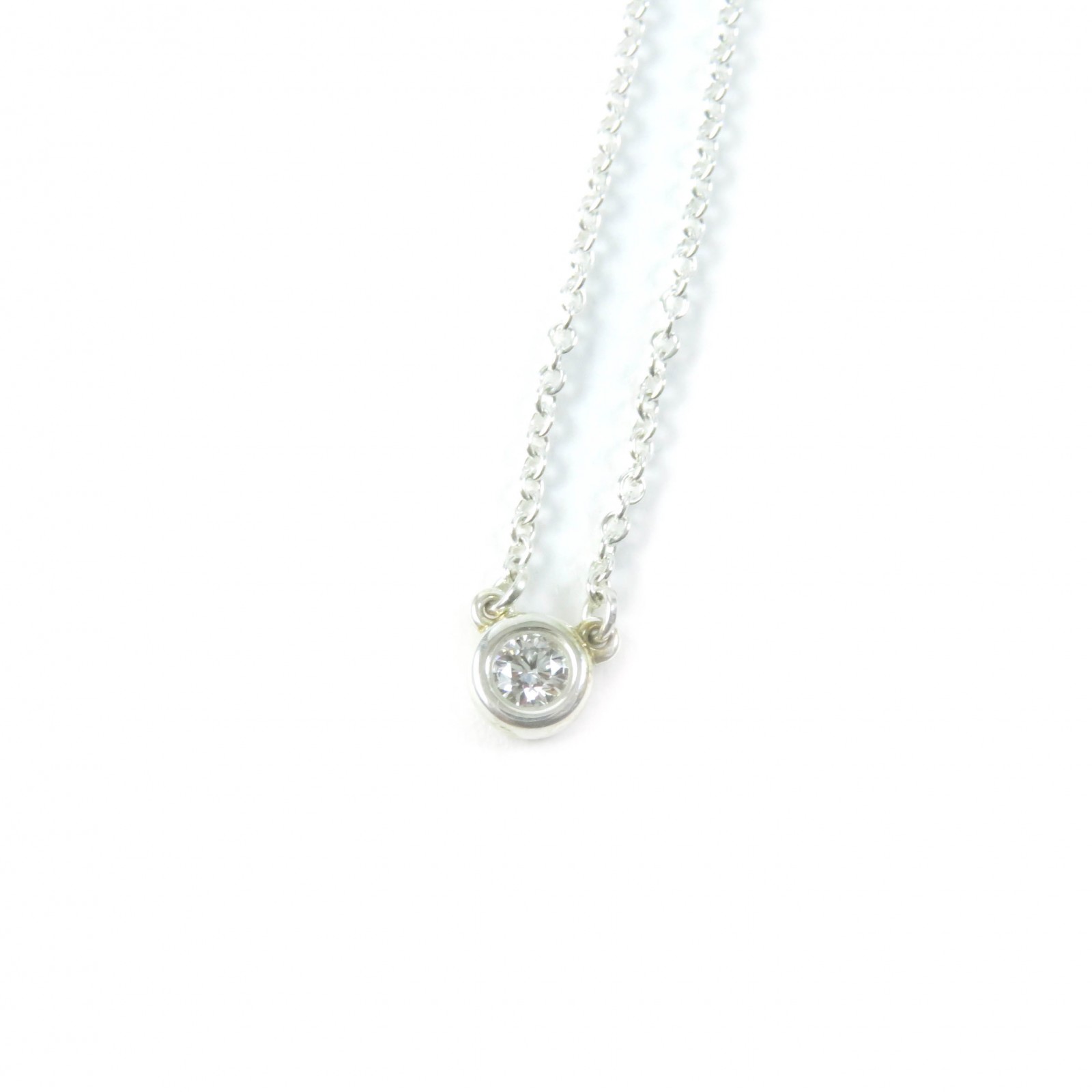 極美品★TIFFANY&Co. ティファニー エルサペレッティ バイザヤード 0.05ct 1Pダイヤモンド ネックレス AG925 シルバー 総重量1.7g レディース【中古】