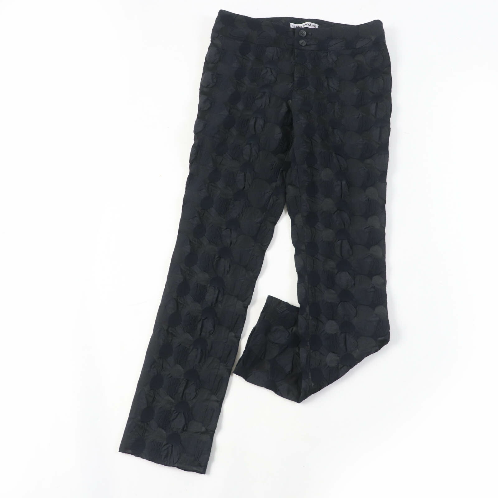 極美品☆ISSEY MIYAKE イッセイミヤケ IM23FF515 総柄デザイン ボトムス パンツ ブラック 1 日本製 正規品 レディース【中古】