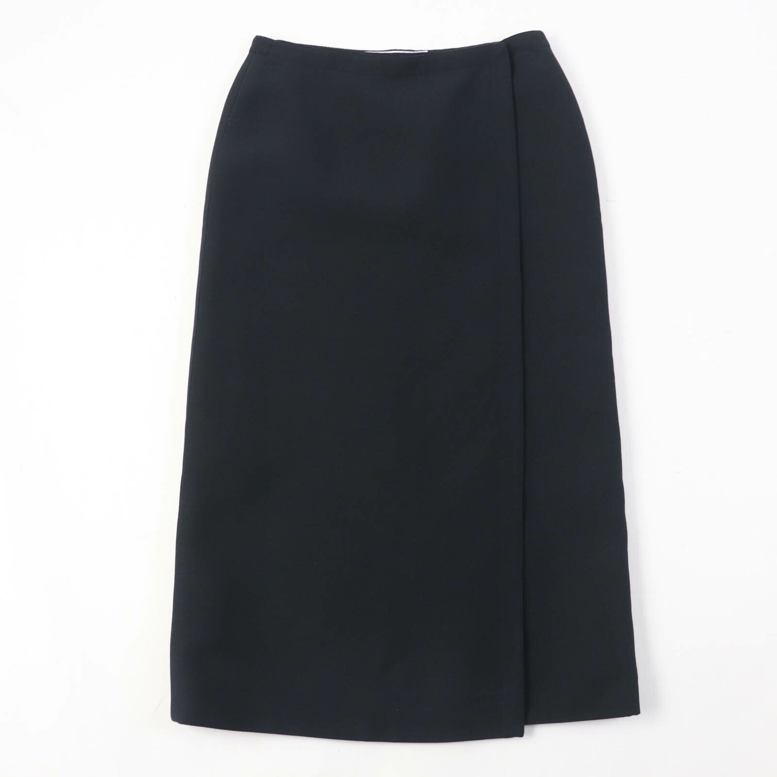 極美品☆Christian Dior クリスチャンディオール 011J12A1166 ウール シルク ラップスカート ブラック 40 イタリア製 正規品 レディース【中古】