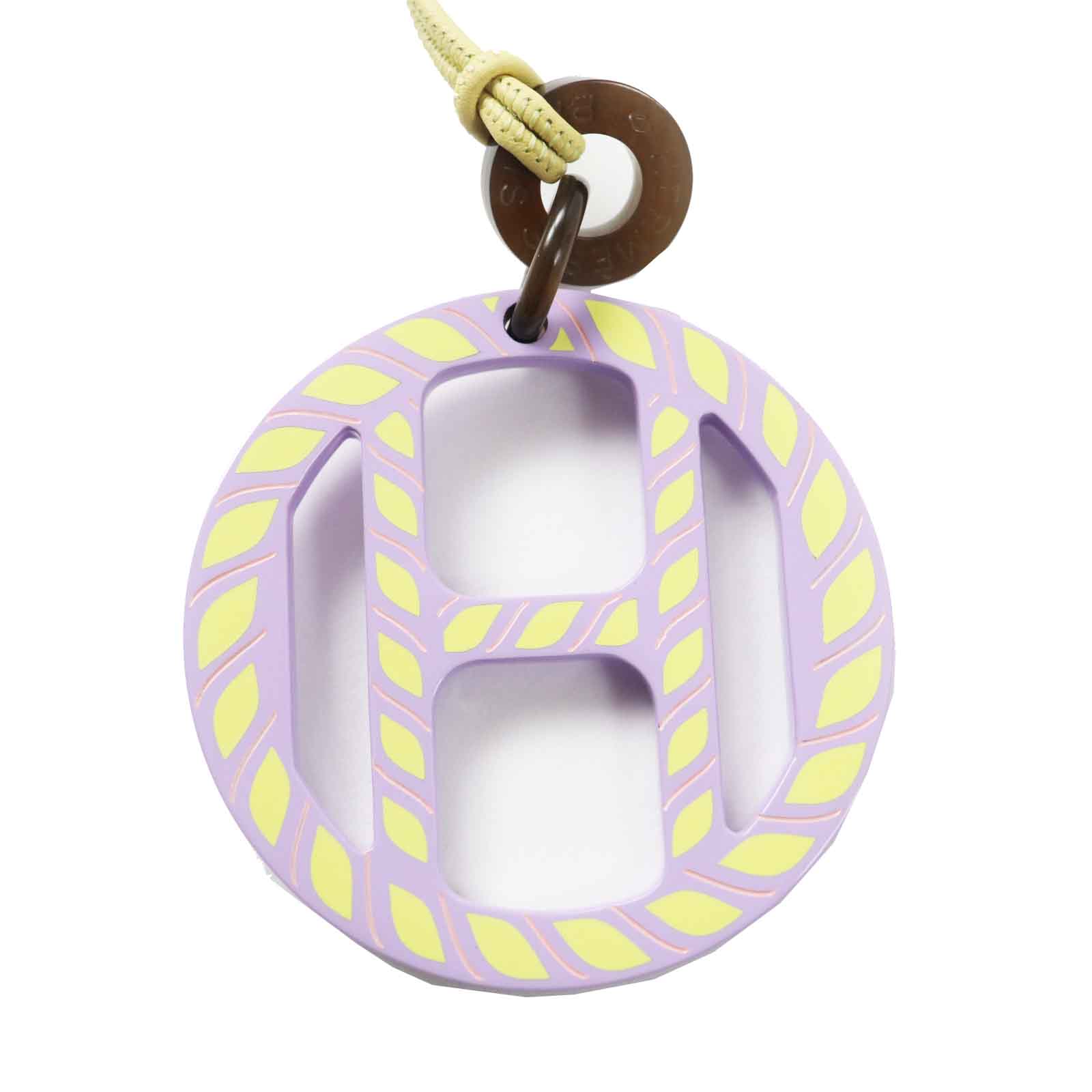 未使用品◎HERMES エルメス Hエキップ ペンダント ネックレス バッファローホーン ラベンダー イエロー 箱・保存袋付き 正規品 レディース【中古】