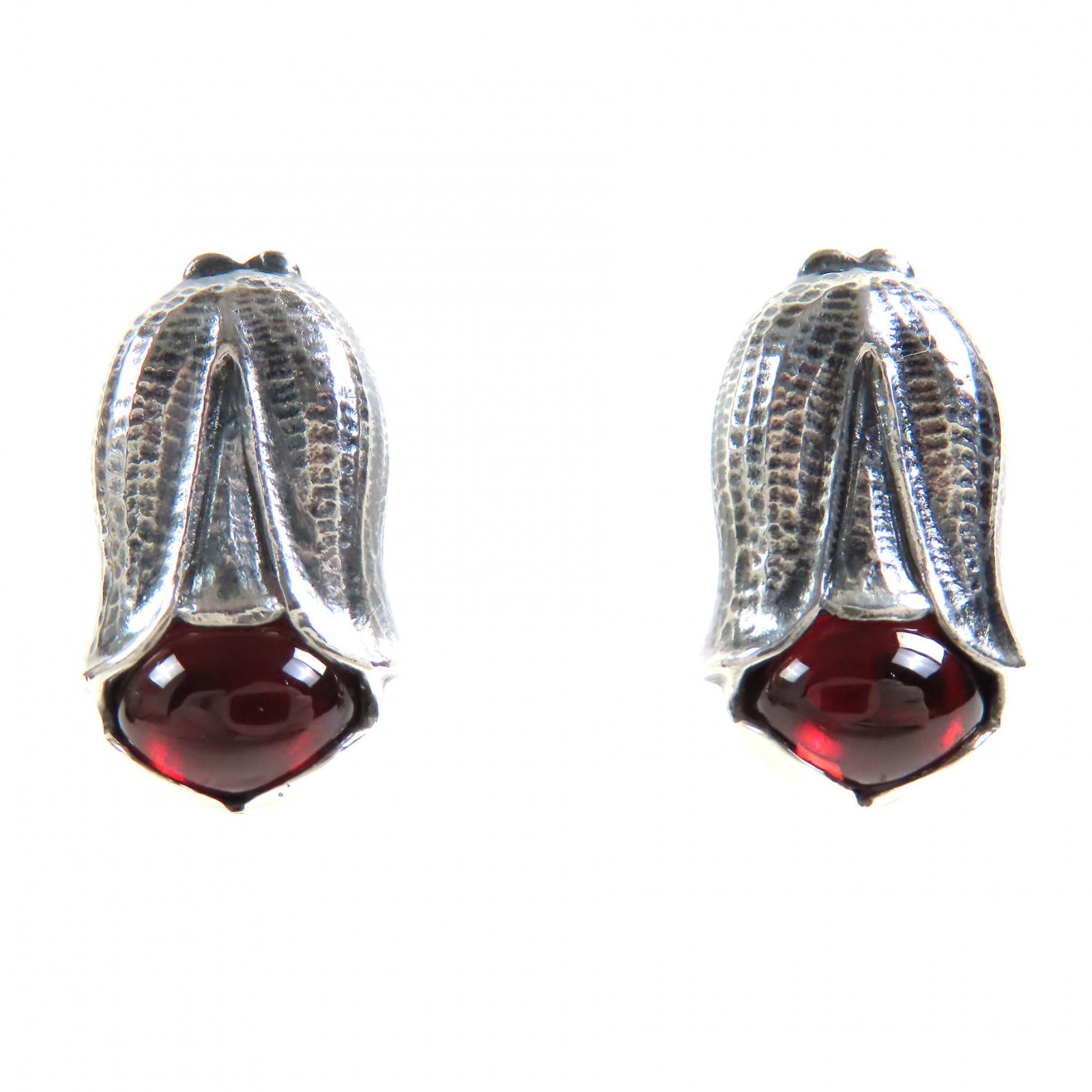 極美品△Georg Jensen ジョージジェンセン 2007 イヤークリップ イヤリング 両耳用 SV925 ガーネット シルバー レッド系 重量10.1g レディース【中古】