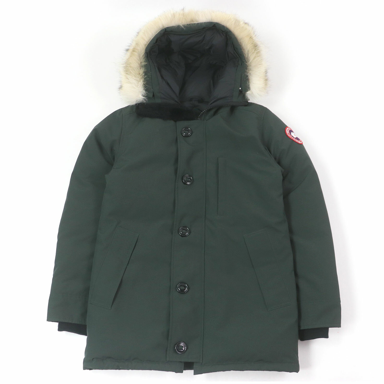 美品□CANADA GOOSE カナダグース 3438JM JASPER ジャスパー フーデッド ダウンジャケット ダークグリーン S カナダ製 正規品 メンズ【中古】