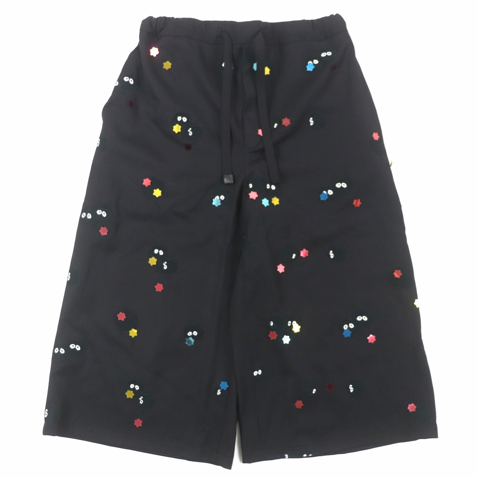 未使用品▼LOEWE Studio Ghibli ロエベ スタジオジブリ 22SS S928Y04X03 ウール 牛革 千と千尋の神隠し ススワタリ ドローストリング ショーツ バミューダパンツ ブラック 36 箱付き 正規品 メンズ【中古】