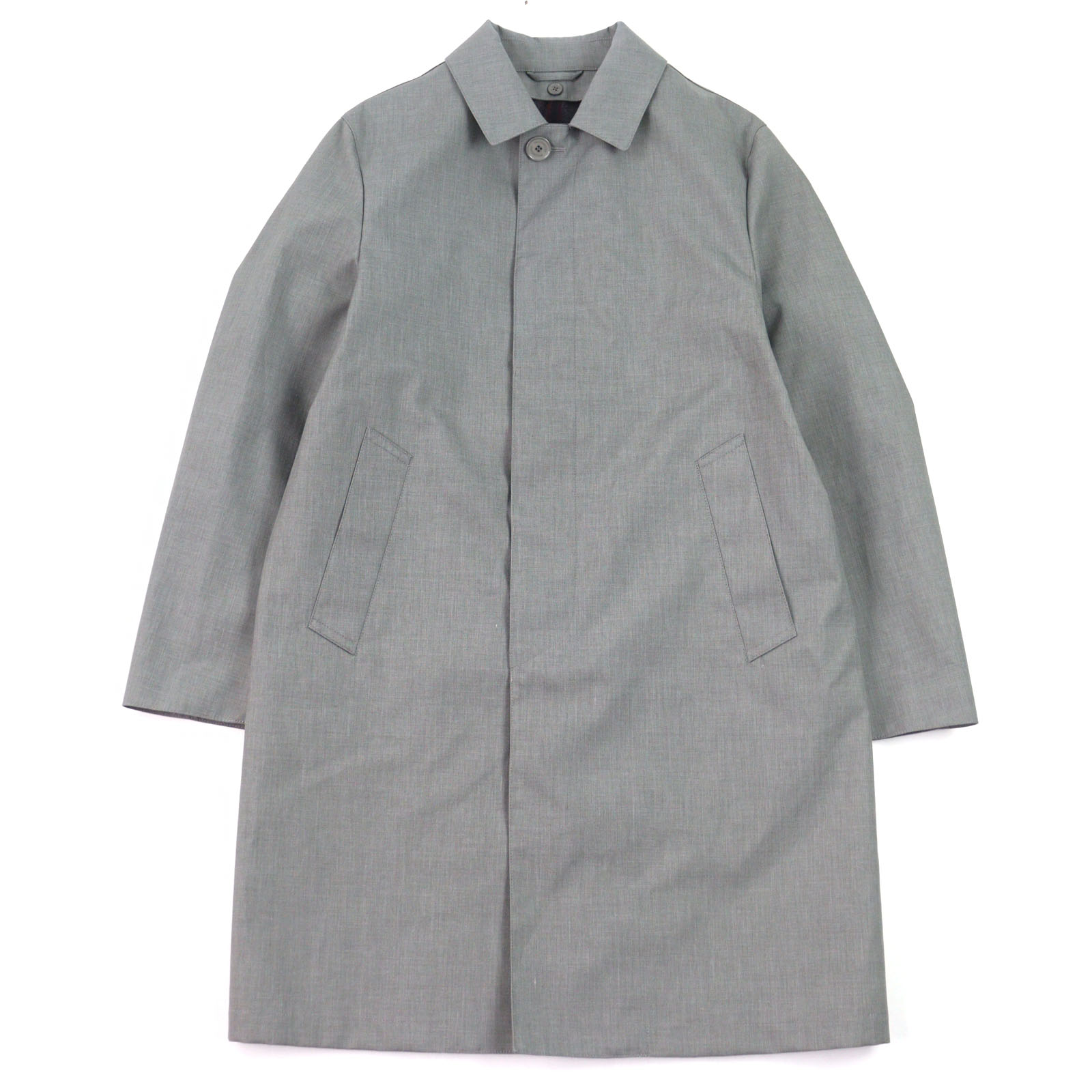 美品○MACKINTOSH PHILOSOPHY マッキントッシュフィロソフィー H1C11-705-05 ロゴボタン ライナー付き バルマカーンコート ゴム引きコート グレー 40 正規品 メンズ【中古】