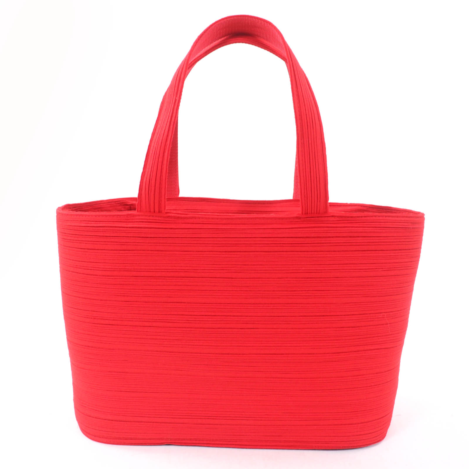 美品☆PLEATS PLEASE プリーツプリーズ イッセイミヤケ PP32-AG577 トートバッグ ハンドバッグ レッド 日本製 正規品 レディース【中古】