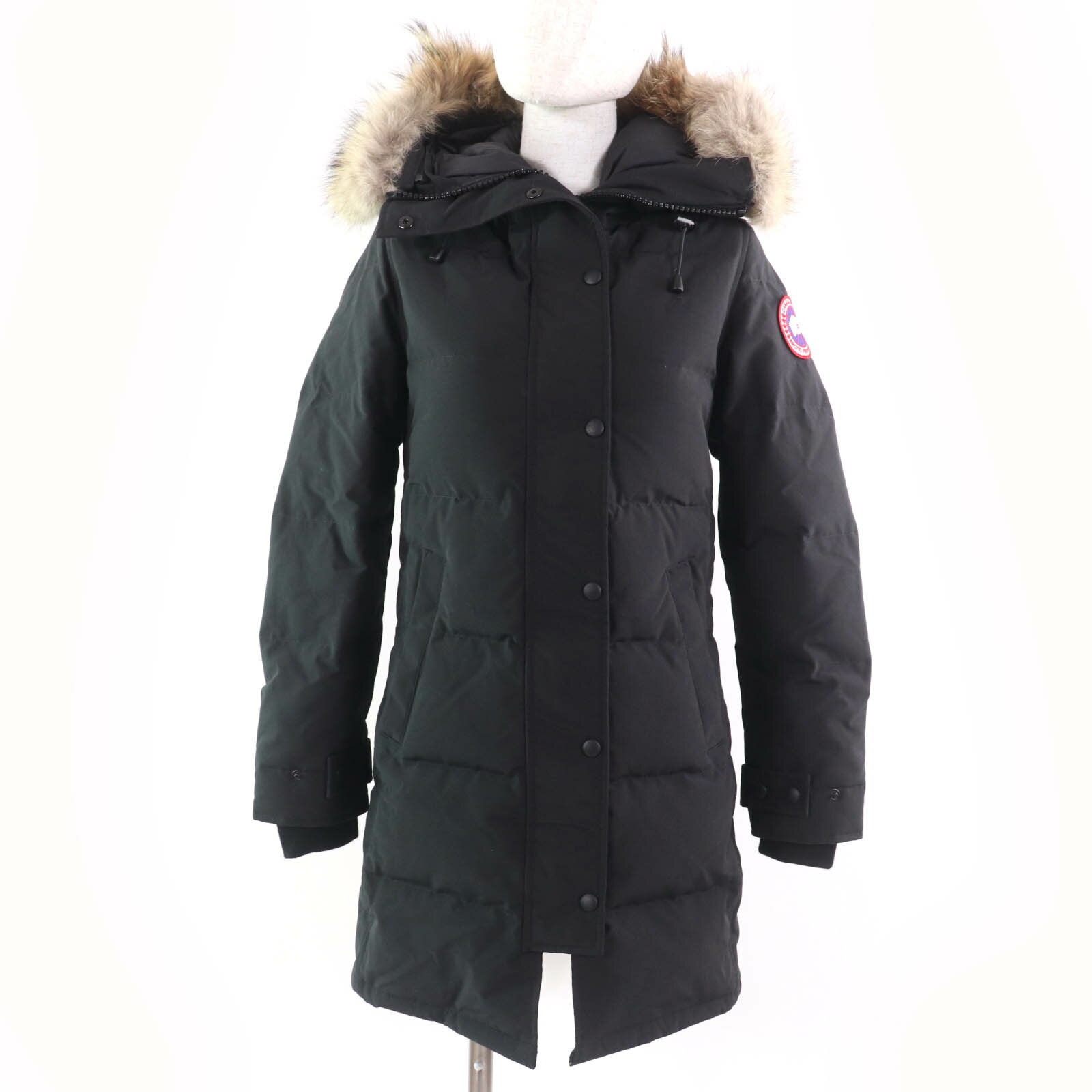 美品☆CANADA GOOSE カナダグース 2302JL MACKENZIE PARKA マッケンジーパーカ ファー・フード付 ダウンコート ブラック S 正規品 レディース【中古】