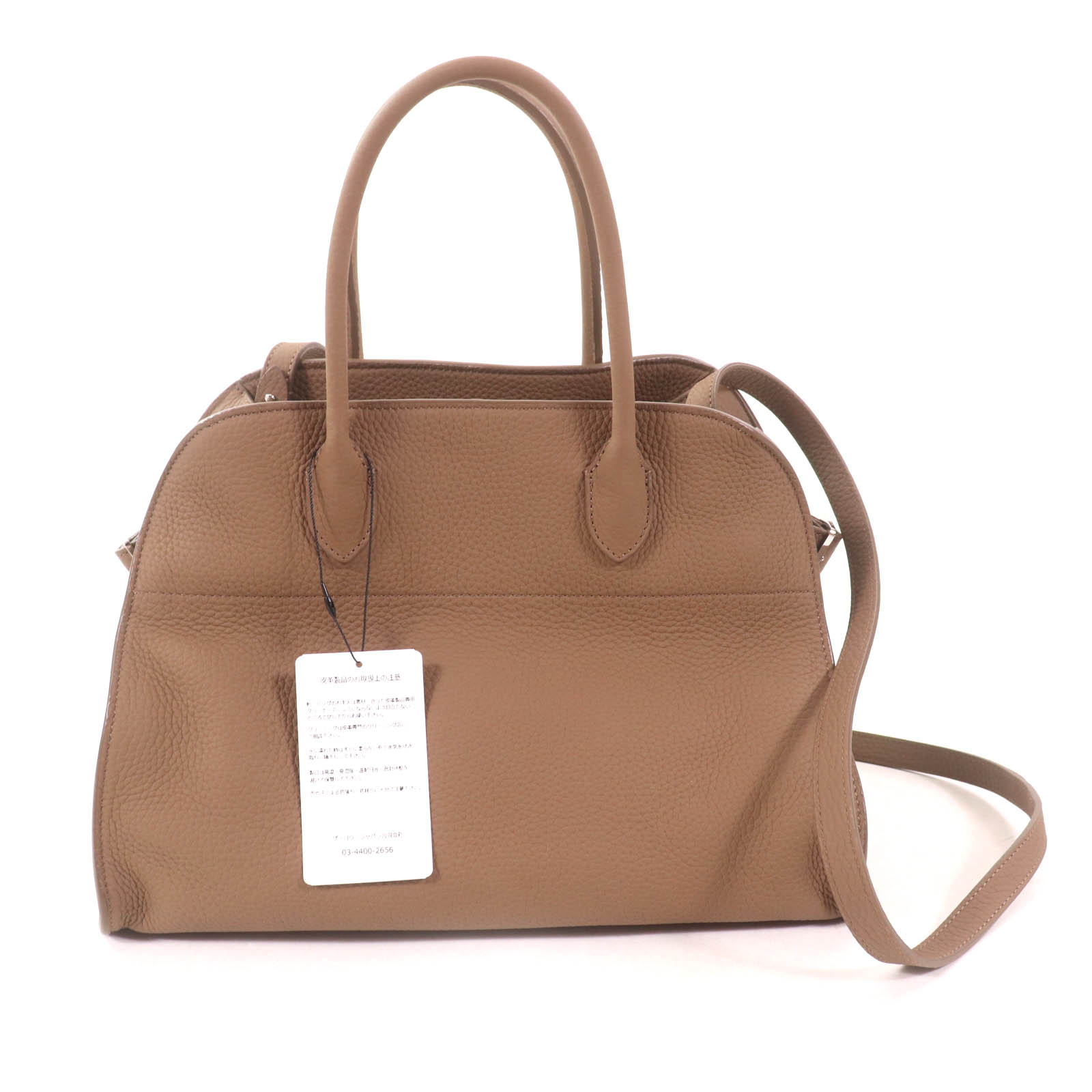 未使用品★THE ROW ザロウ W1586L133 Soft Margaux 12 ソフトマルゴー12 カーフレザー 2way ショルダーバッグ ハンドバッグ トープ 保存袋付き イタリア製 レディース【中古】