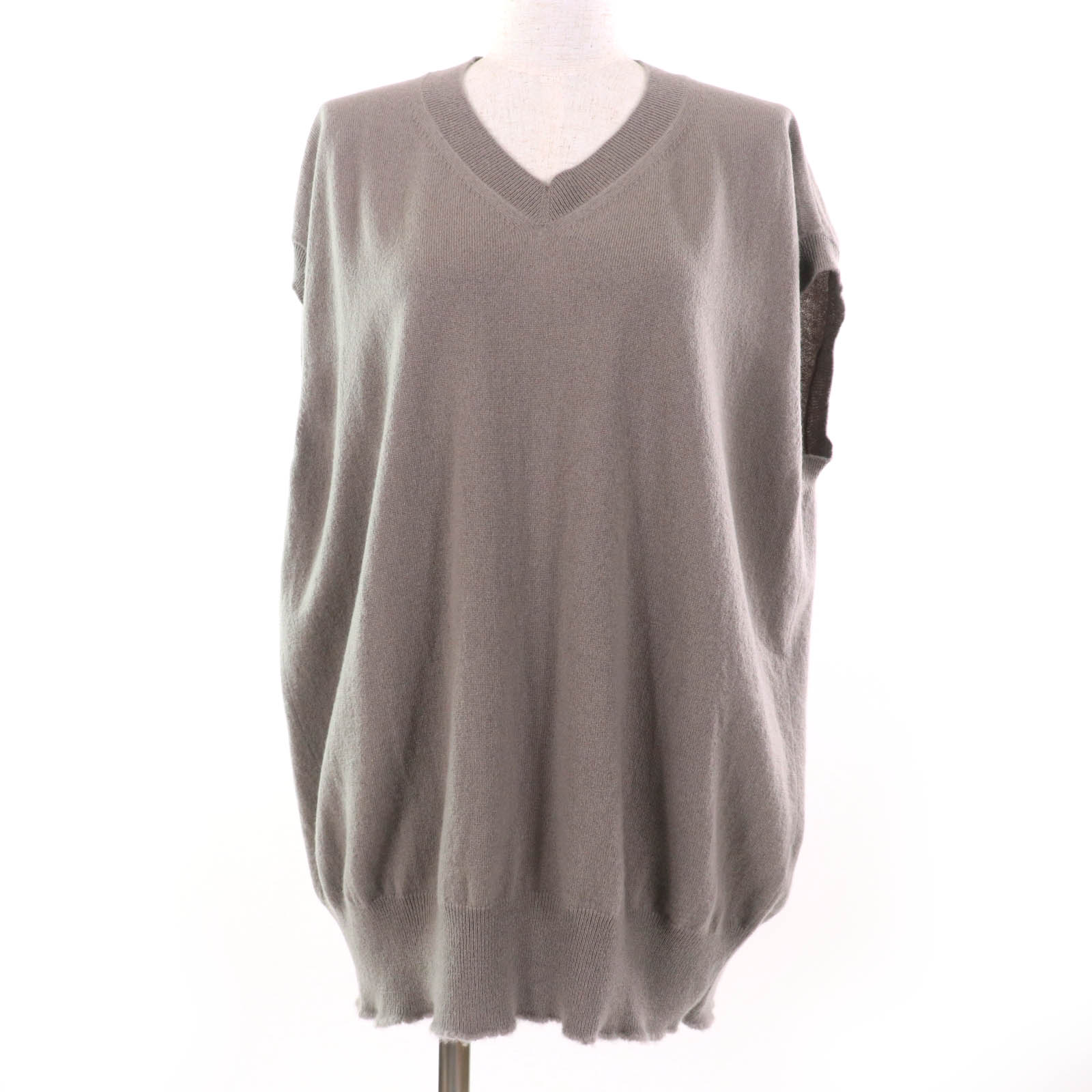 美品☆BLAMINK ブラミンク 7918-106-0057 カシミヤ100％ フレンチスリーブ ニット トップス グレージュ 38 正規品 レディース【中古】