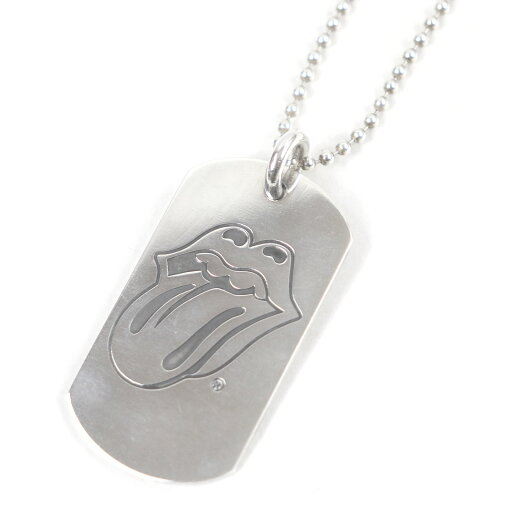 美品□CHROME HEARTS クロムハーツ SV925 ローリングストーンズ リップ&タン ラージ ドッグタグ ボールチェーン ネックレス シルバー 30inch 保存袋付き 重量32.57g メンズ【中古】