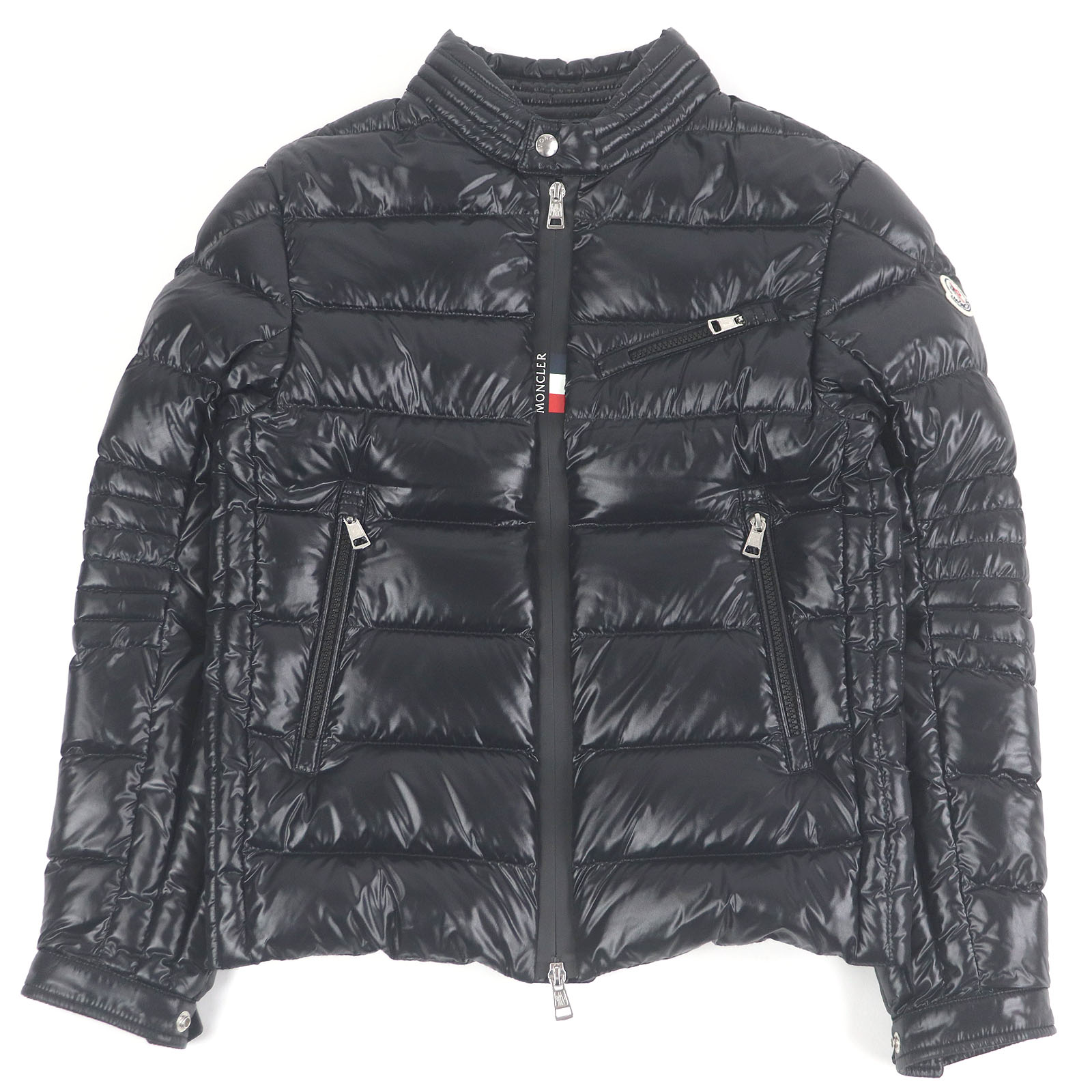 極美品□MONCLER モンクレール 21-22AW BAUNARD GIUBBOTTO ロゴワッペン スタンドカラー ダウンジャケット ブラック 0 正規品 メンズ【中古】