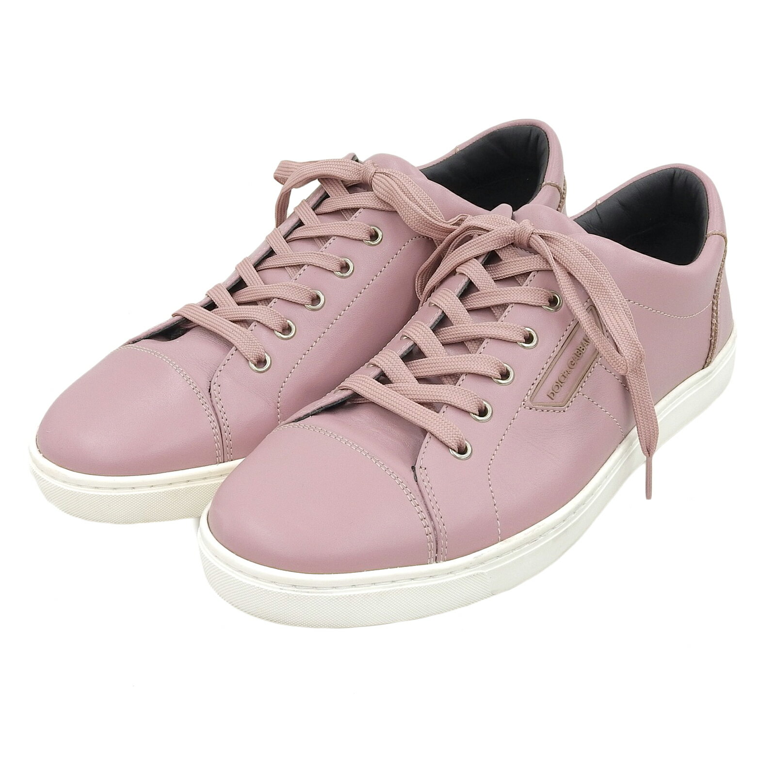 極美品▲DOLCE&GABBANA ドルチェ＆ガッバーナ CS1326 レザー ローカットスニーカー シューズ ピンク 9 イタリア製 メンズ【中古】