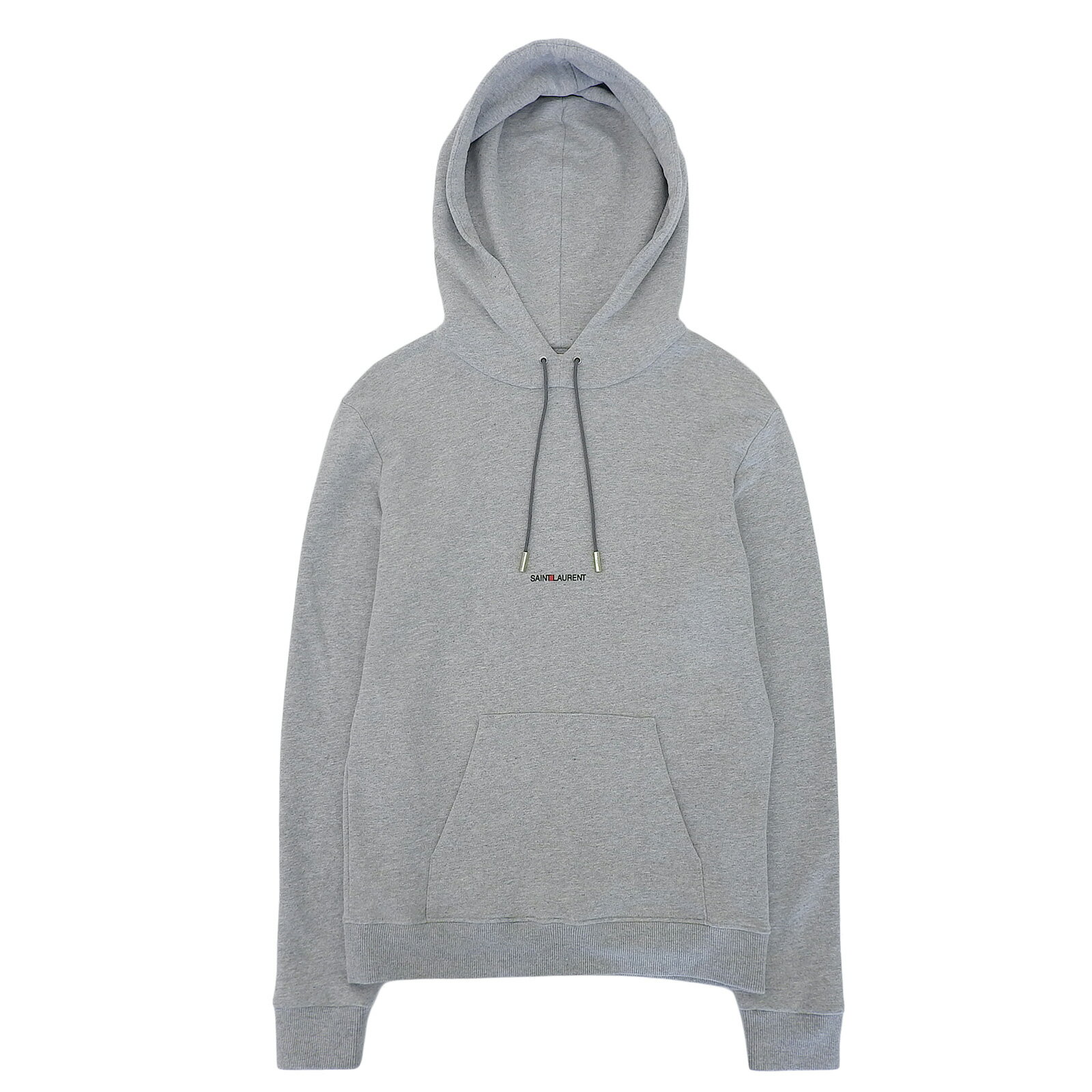 極美品▲SAINT LAURENT PARIS サンローランパリ 464581 ロゴデザイン プルオーバー パーカー グレー XS フランス製 正規品 メンズ【中古】