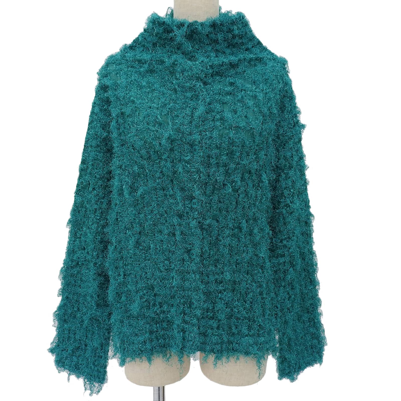極美品▲me ISSEY MIYAKE ミー イッセイミヤケ 24AW MI43FO923 SHAGGY ハイネック カーディガン グリーン 正規品 レディース【中古】