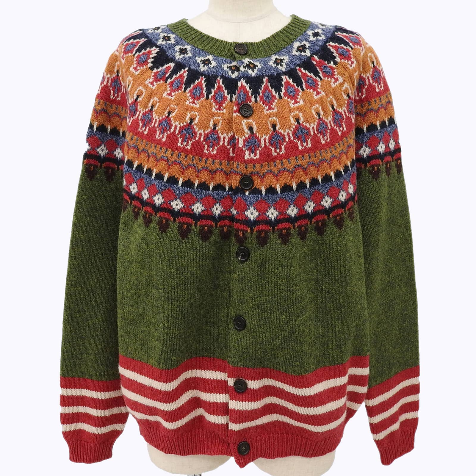 極美品▲DSQUARED2 ディースクエアード 21AW S72HA1065 ウール100％ フェアアイル カーディガン マルチ XS イタリア製 正規品 レディース【中古】
