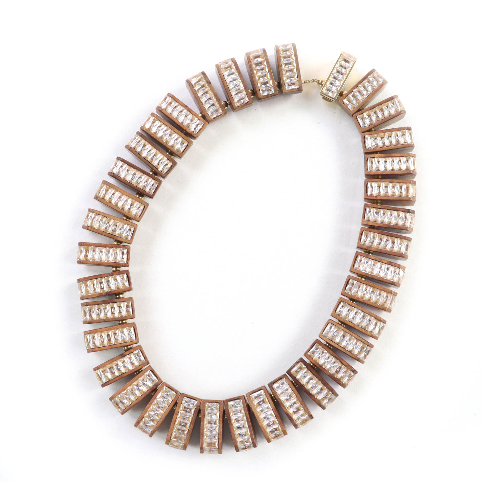 美品★BOTTEGAVENETA ボッテガヴェネタ ラディカウッド キュービックジルコニア 925 ネックレス チョーカー ブラウン 保存袋付き イタリア製 重量185g レディース【中古】