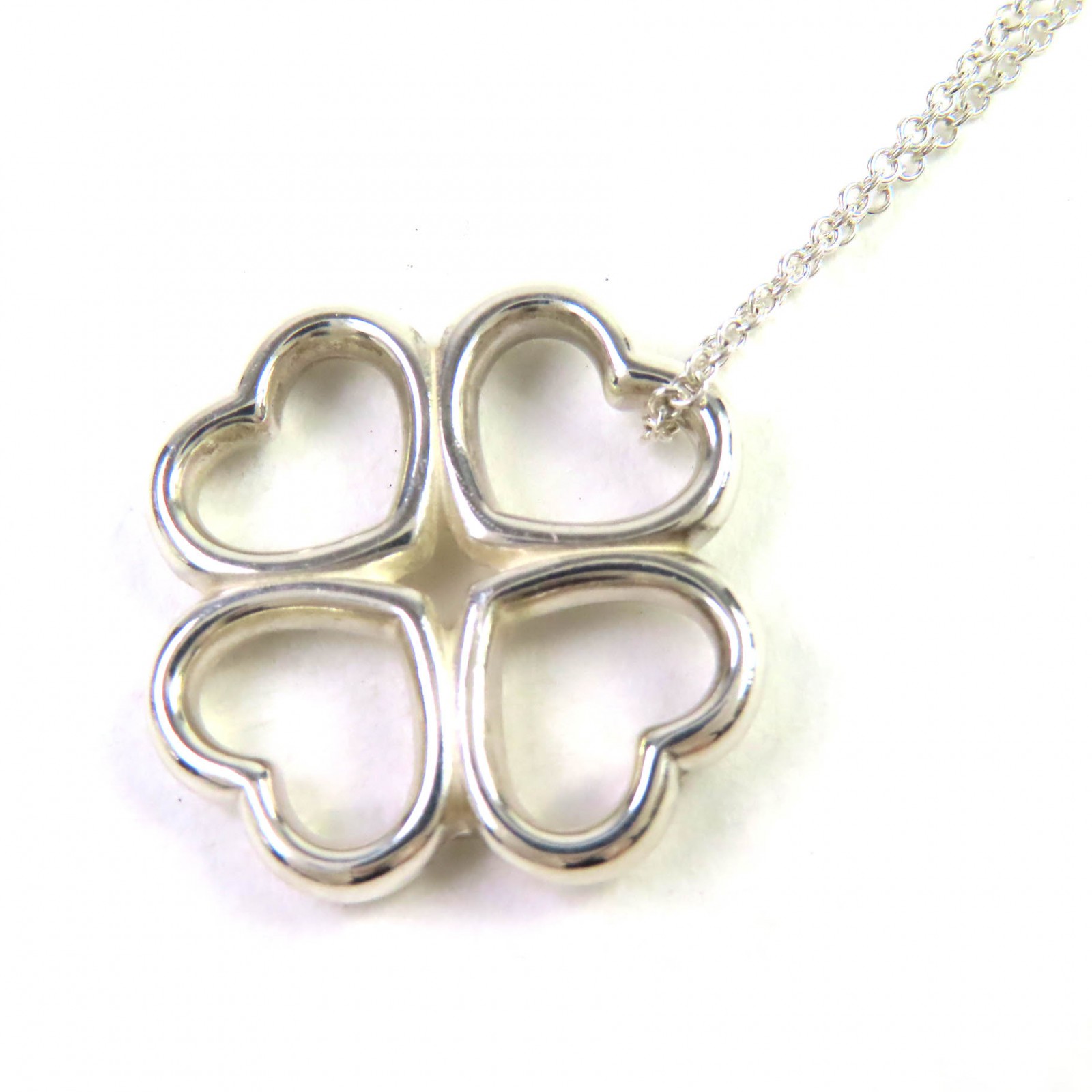 美品△TIFFANY&Co. ティファニー ラビングハート クローバー ネックレス SV925 四つ葉 ペンダント アクセサリー ネックレス シルバー 重量4.4g レディース オススメ◎【中古】