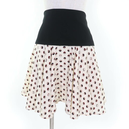 極美品☆LOUIS VUITTON ルイヴィトン 20AW シルク混 モノグラムフラワー フレアスカート ベージュ系 S イタリア製 正規品 レディース【中古】