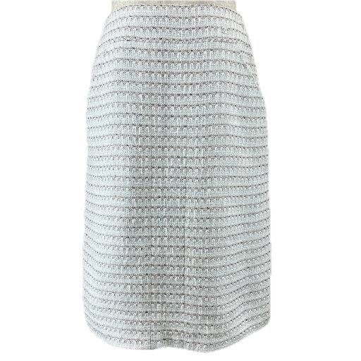 極美品▲CHANEL シャネル ヴィンテージ 05C P24927 ココマークパーツ リネン混 ツイードスカート タイトスカート マルチ 34 フランス製 正規品 レディース【中古】