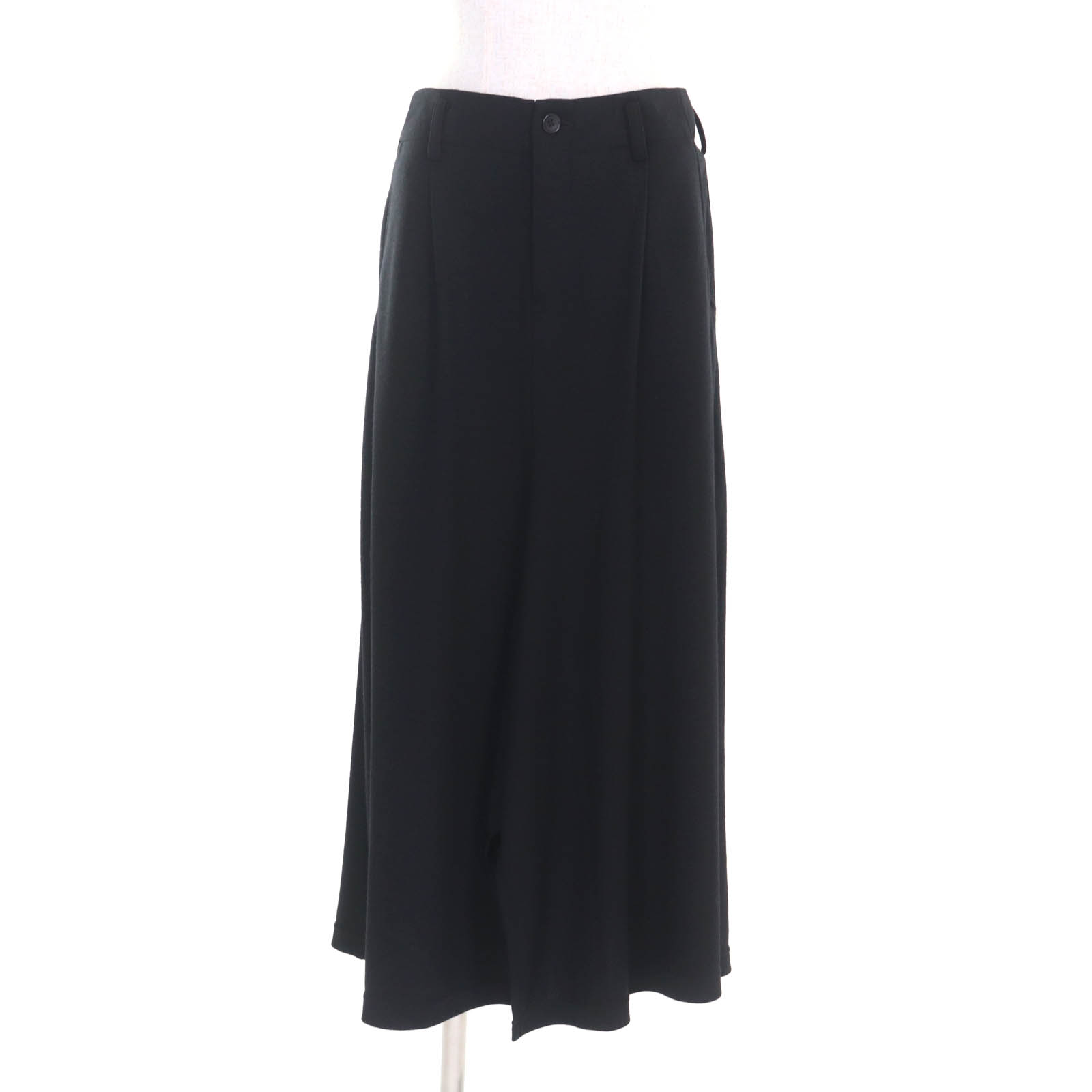 極美品◇Yohji Yamamoto ヨウジヤマモト FJ-S66-105 ウール100％ マキシ丈 スリット スカート ブラック 1 日本製 正規品 レディース【中古】