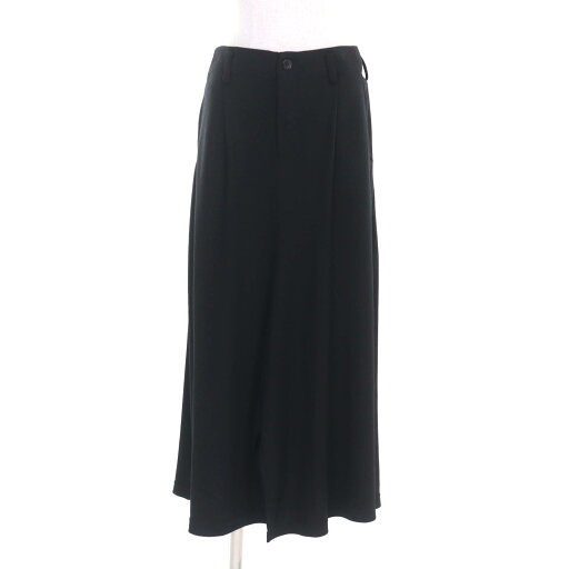 極美品◇Yohji Yamamoto ヨウジヤマモト FJ-S66-105 ウール100% マキシ丈 スリット スカート ブラック 1 日本製 正規品 レディース【中古】