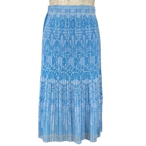 極美品▲PLEATS PLEASE プリーツプリーズ イッセイミヤケ PP11-JG721 総柄 ロング スカート ライトブルー 1 日本製 正規品 レディース【中古】