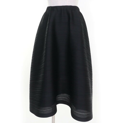 極美品☆PLEATS PLEASE プリーツプリーズ イッセイミヤケ PP11-JG121 変形スカート フレアスカート ブラック 1 日本製 正規品 レディース【中古】