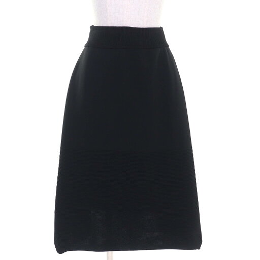 極美品△CFCL シーエフシーエル CF004KG088 MILAN RIB SKIRT ストレッチ フレアスカート 膝下丈 ブラック 1 日本製 正規品 レディース【中古】