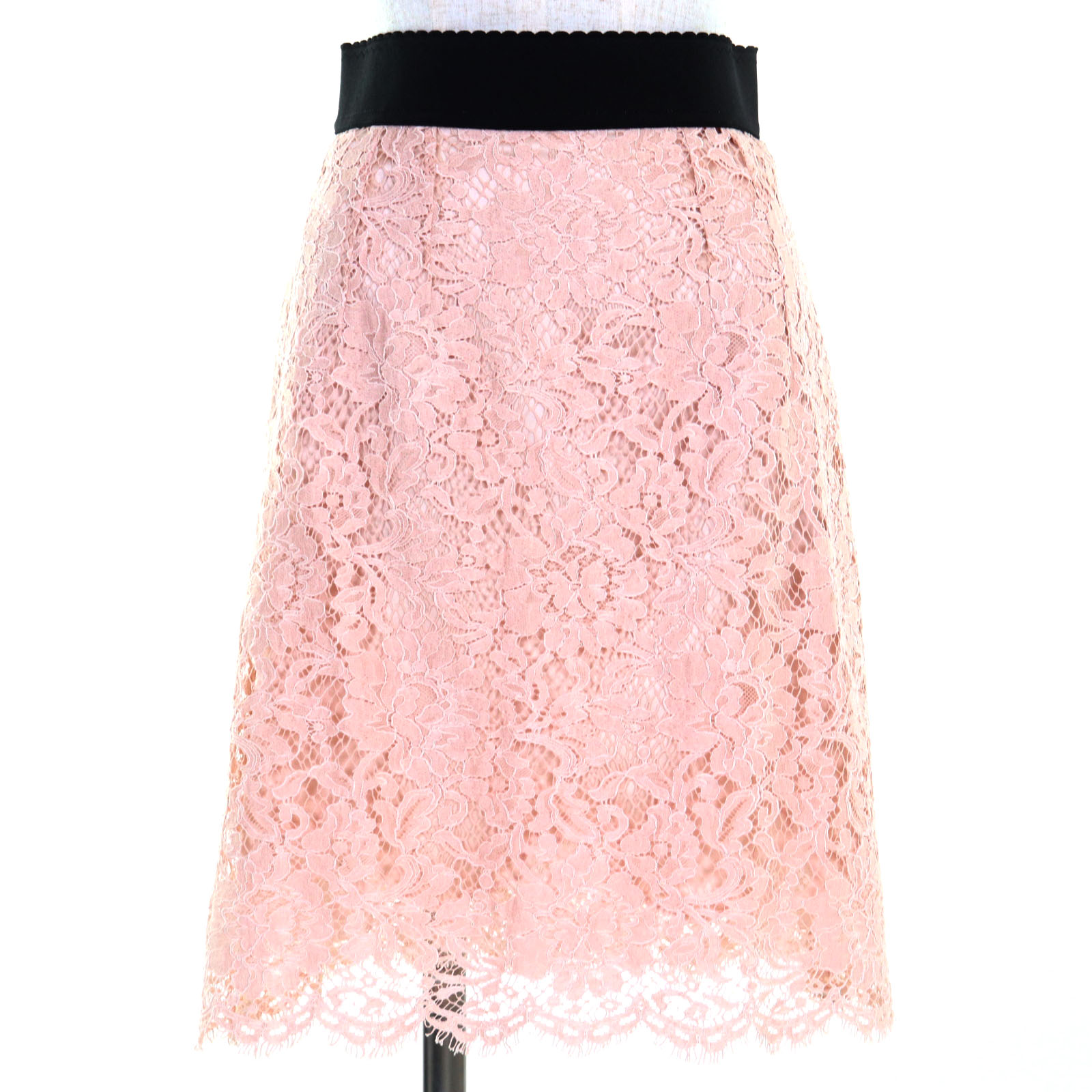 未使用品◇DOLCE&GABBANA ドルチェ＆ガッバーナ F4AH4T カットワークレース ひざ丈 スカート ピンク 38 イタリア製 正規品 レディース【中古】