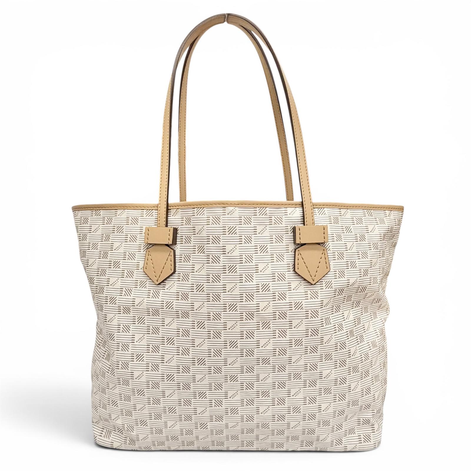 美品△MOREAU PARIS モローパリ サントロペ GM コーティングキャンバス レザー トートバッグ ベージュ レディース イタリア製 保存袋付き オススメ◎ 【中古】