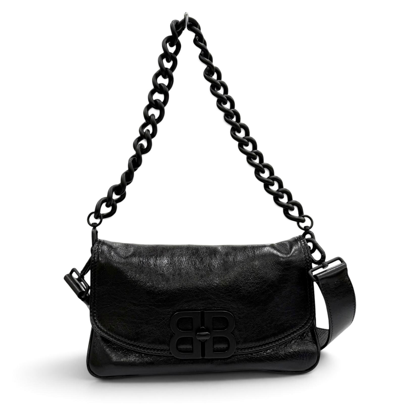 美品★BALENCIAGA バレンシアガ 748598 BBソフト レザー 2WAY ショルダーバッグ ブラック イタリア製 レディース 保存袋付き 【中古】