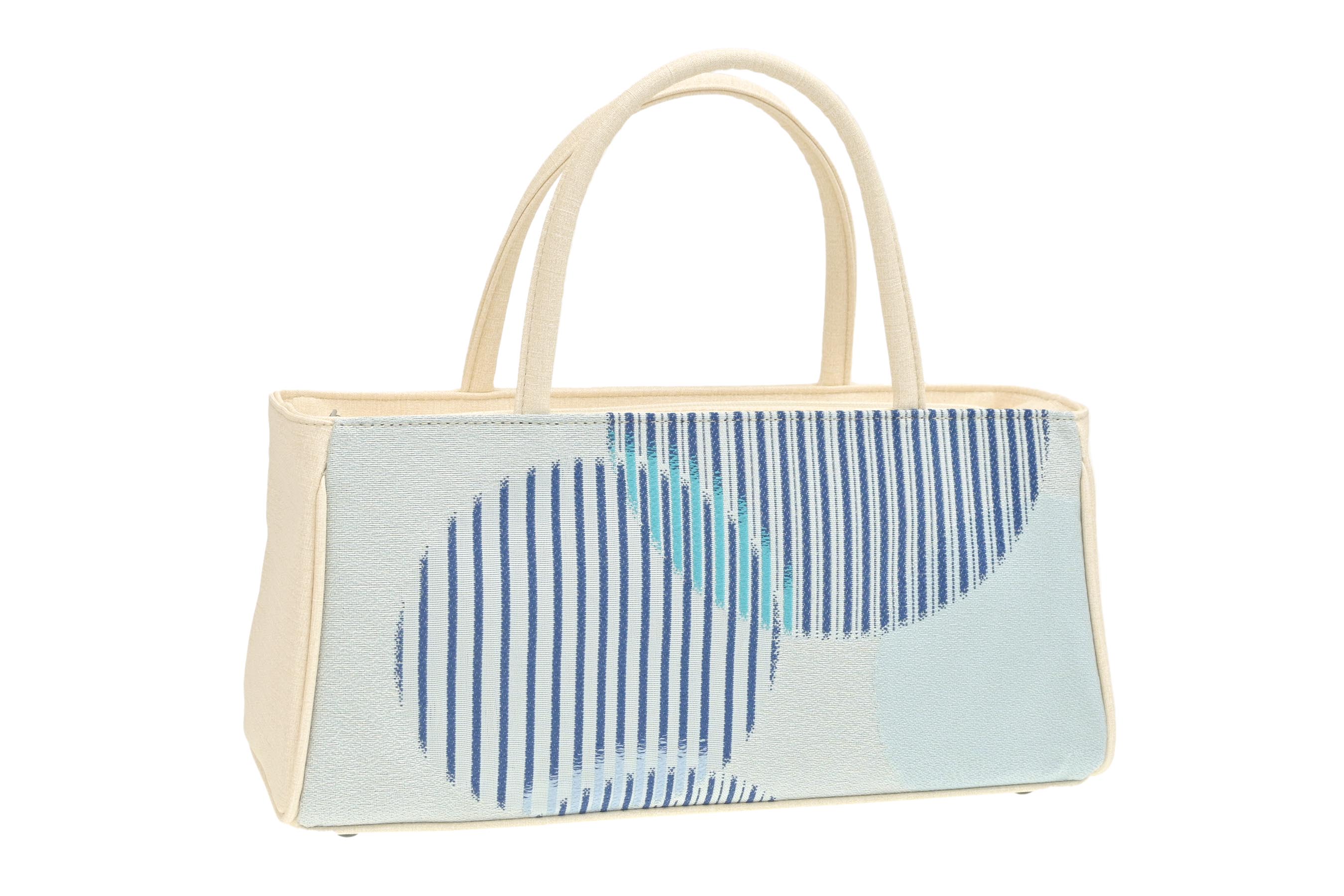 西陣織和装ボストンバッグ (利休バッグ型) 花菱柄 水色/アイボリー（2）