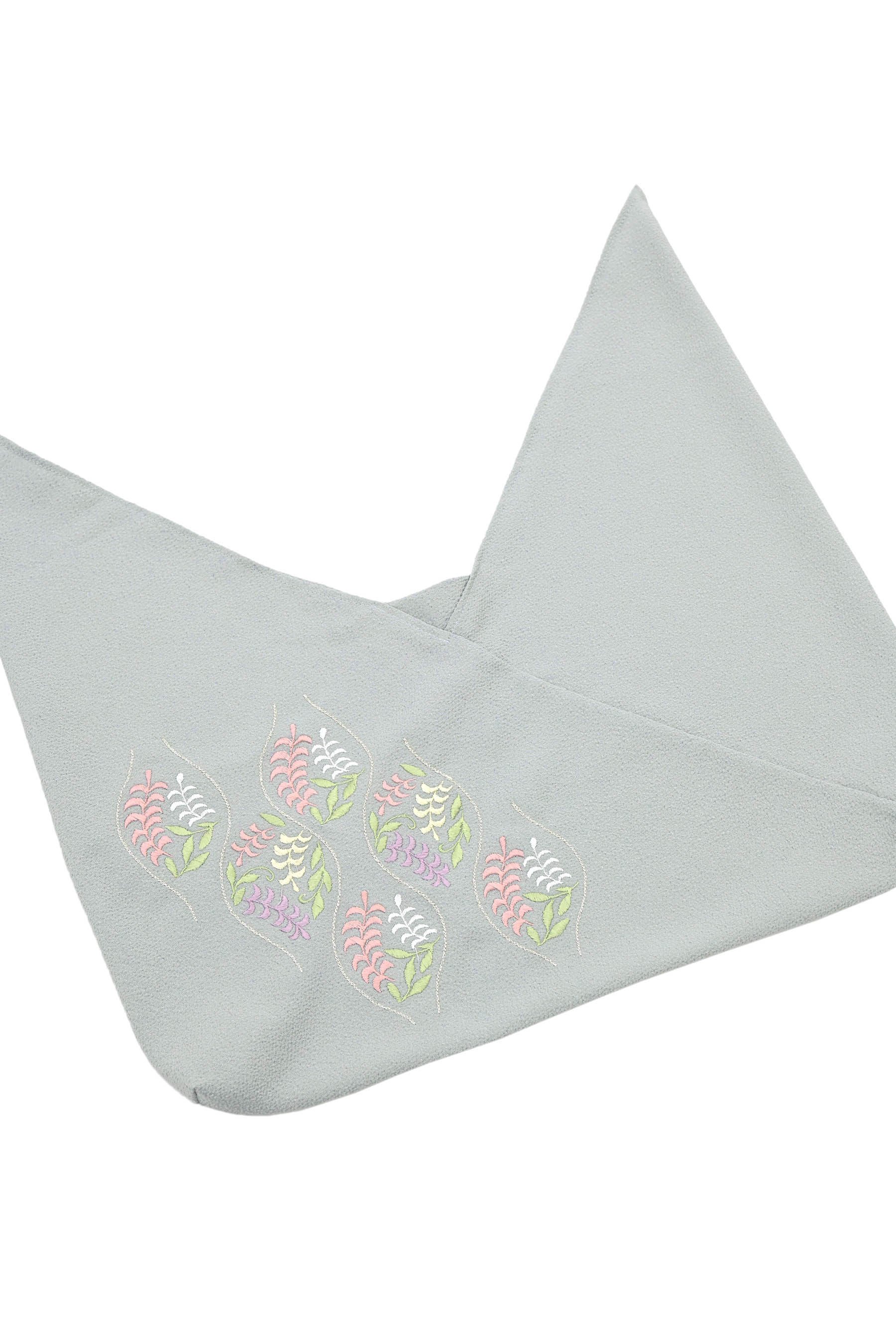 ［　新商品入荷　］ 【京都富小路きねや】 三角袋　立涌刺繍　（04）グレー エコバッグやバッグカバーに！