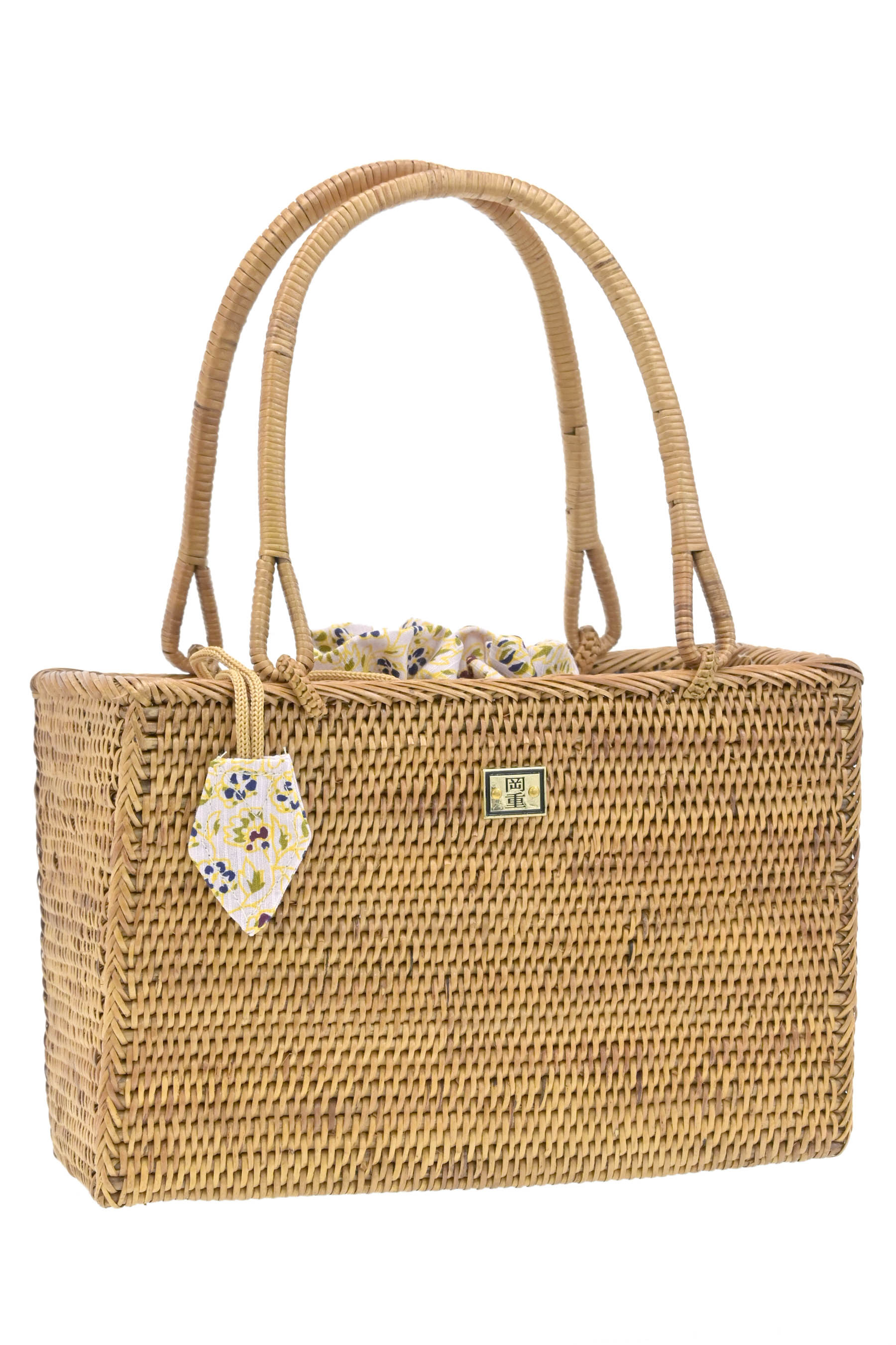 【エントリーでP10倍】【大蔵ざらえ】 【岡重謹製】 アタかごバッグ（中） 「花唐草・ライトパープル」