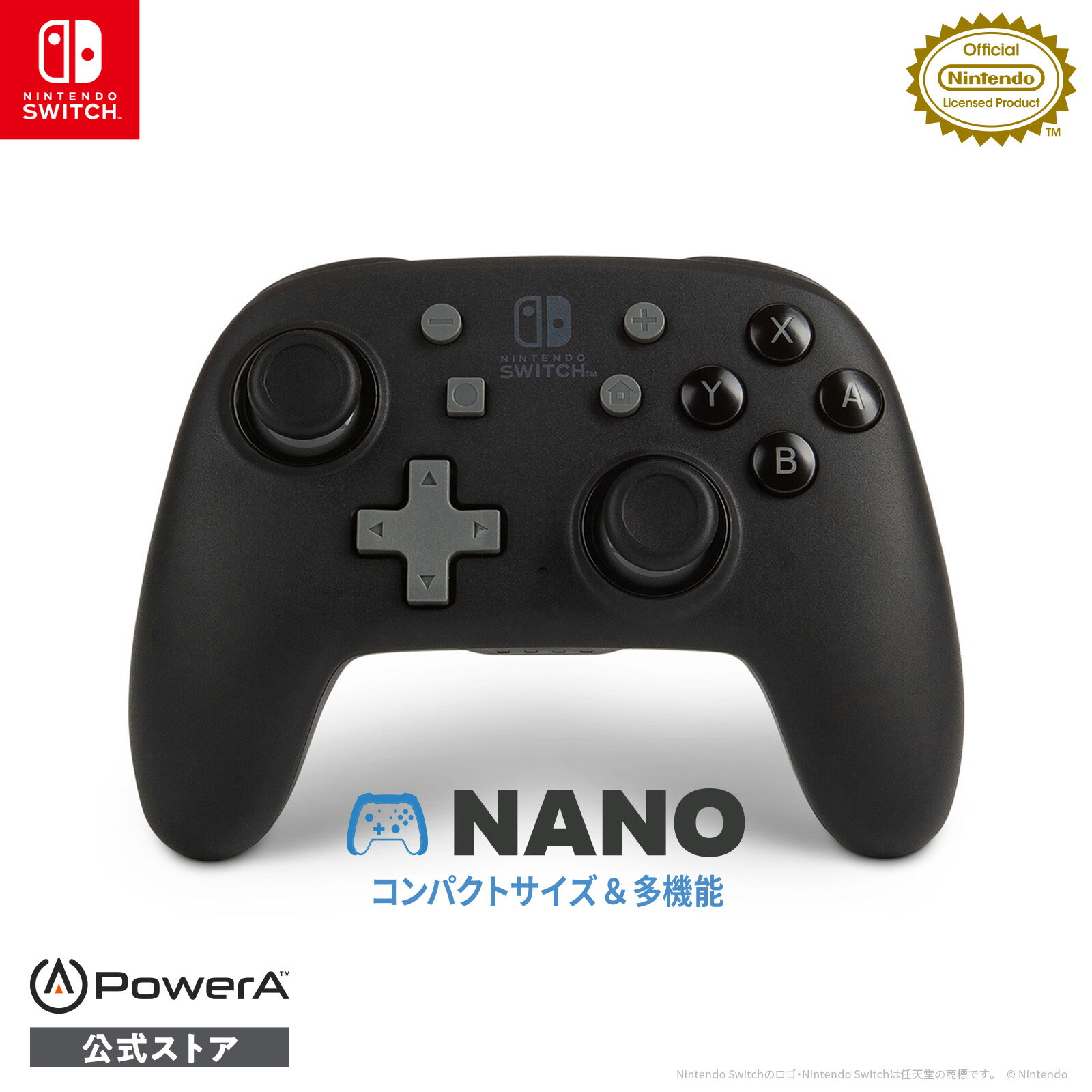 【PowerA™公式ストア】パワーエー ナノ・エンハンスド・ワイヤレスコントローラー for Nintendo Switch -ブラック 【任天堂ライセンス商品】